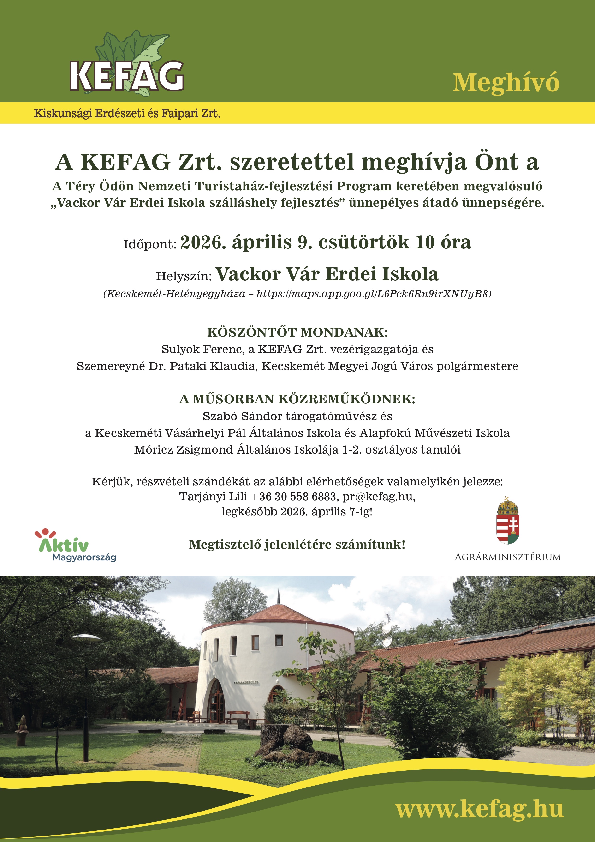 Vackor Vár Erdei Iskola fejlesztésének ünnepélyes átadója