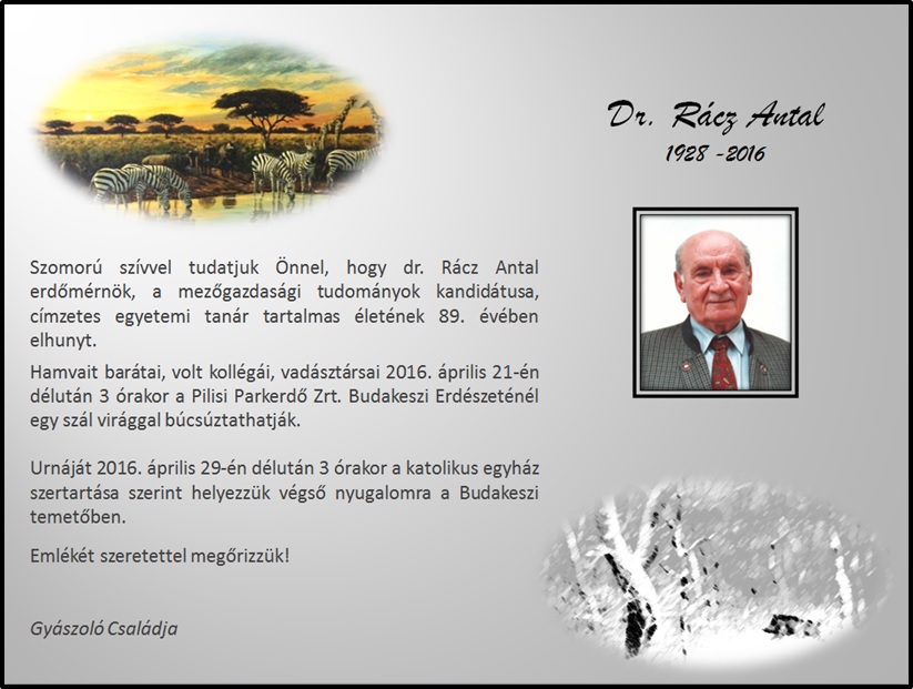 Április 21-én búcsúztatják dr. Rácz Antalt 