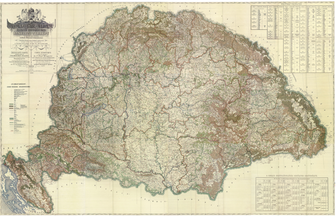 A magyar állam összes erdőségeinek átnézeti térképe –1896 - Reprint